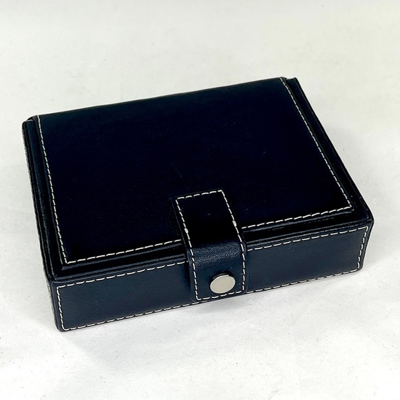 Hold Everything Black Leather Trinket Box - Picture 1 of 4